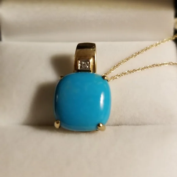 Sleeping Beauty or Persian Turquoise Gold Pendant - Picture 10 of 14